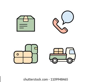 Symbole für die Paketzustellung. Schnelle Lieferung und qualitativ hochwertiger Service-Transport. Verschicken von Vektorsymbol für Logistikunternehmen.