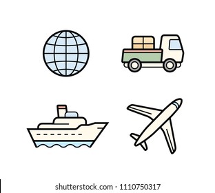 Parcel delivery icons. Fast delivery and quality service transportation. Shipping vector icons for logistic company.