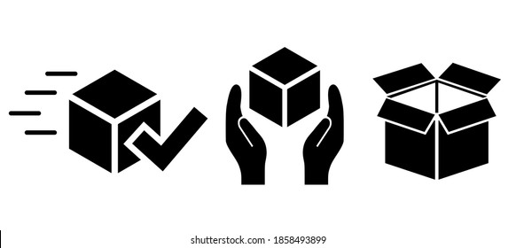 Parcel delivery icons set isolated on white background