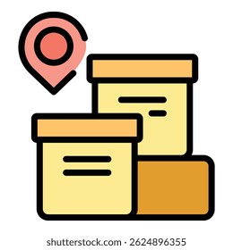 Parcel delivery location icon outline vector. Service package. Express online color flat