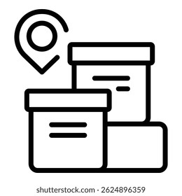 Ícone do local de entrega de encomendas vetor de contorno. Pacote de serviço. Expresso online
