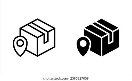 Parcel delivery location vector icon. Box and map pin filled flat sign for mobile concept and web design. vector illustration on white background