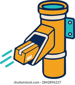Parcel delivery and logistics parcel chute flat vector illustration concept