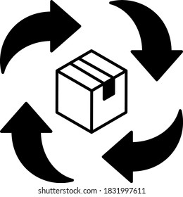 Parcel Delivery Processing and Lead Time Concept Vector Glyph Icon Design, Coronavirus contactless Courrier delivery symbol on white background, Touchless Grocery Delivery Sign,