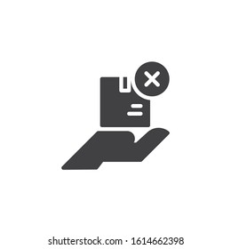 Parcel delivery reject vector icon. filled flat sign for mobile concept and web design. The package is not delivered glyph icon. Symbol, logo illustration. Vector graphics