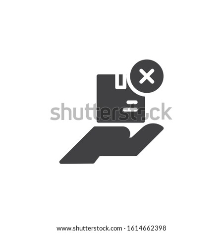 Parcel delivery reject vector icon. filled flat sign for mobile concept and web design. The package is not delivered glyph icon. Symbol, logo illustration. Vector graphics