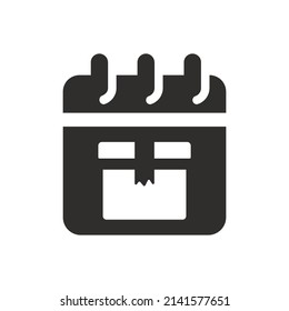 Parcel delivery schedule icon on white background