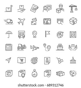 Parcel delivery service icon set