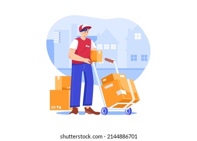 Parcel Delivery Service Illustration concept. Flat illustration isolated on white background
