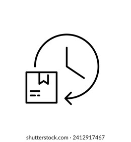 Servicio de entrega de paquetes. Las 24 horas. Icono perfecto de píxeles