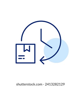 Parcel delivery service. Round the clock 24 hour. Pixel perfect, editable stroke
