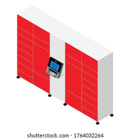 Estación de entrega de paquetes. Moderna terminal de autoservicio de producción masiva estándar de la ciudad desde donde los clientes pueden recoger y enviar correos y paquetes. 