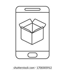 parcel delivery tracking on the smartphone , line style icon vector illustration design