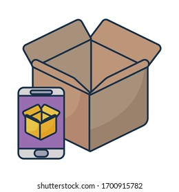 parcel delivery tracking on the smartphone on white background vector illustration design
