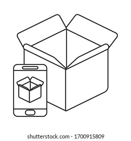 seguimiento de entrega de paquetes en el smartphone , diseño de ilustración vectorial de estilo de línea