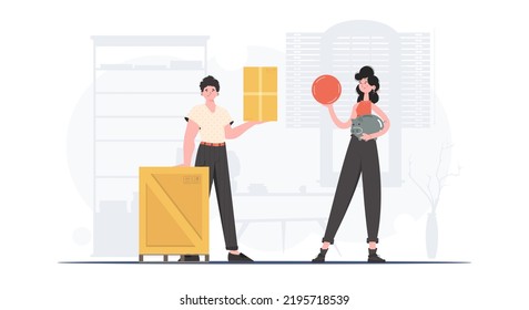 Parcel delivery. trendy style. Vector illustration.