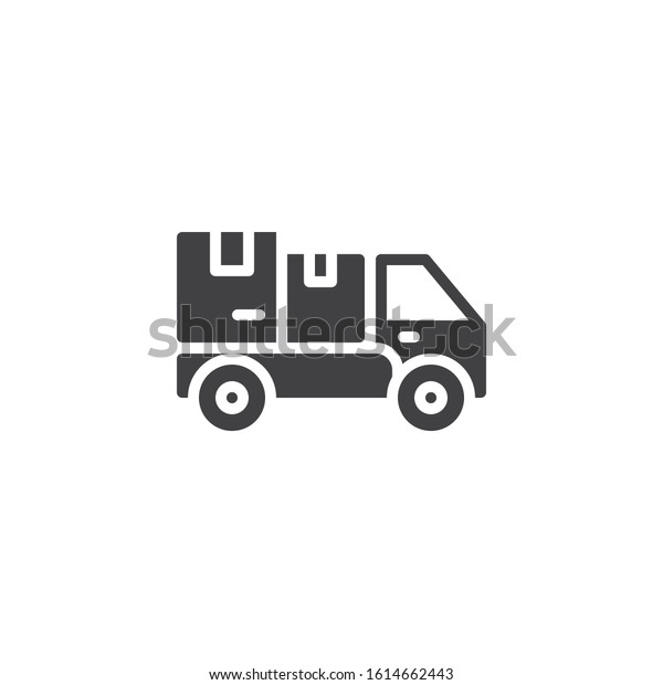 Parcel delivery truck\
vector icon. filled flat sign for mobile concept and web design.\
Cargo logistics truck with boxes glyph icon. Symbol, logo\
illustration. Vector\
graphics
