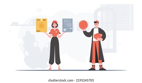 Parcel delivery. Vector illustration. Trendy cartoon style.