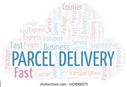 Parcel Delivery word cloud. Wordcloud made with text only.