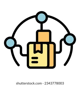 vector de contorno de icono de descripción de parcela. Exportar. Color del envío de entrega plano
