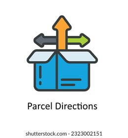 Vector de direcciones de paquetes   Rellenar ilustración de diseño de iconos de esquema. Símbolo de envío y entrega en fondo blanco Archivo EPS 10