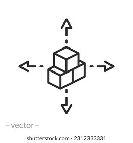 parcel distribution icon, delivery service, line symbol on white background - editable stroke vector illustration eps10