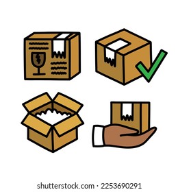 parcel doodle icon, vector illustration