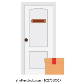 Parcel and door vector. free space for text. wallpaper. background.