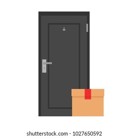 Parcel and door vector. free space for text. wallpaper. background.