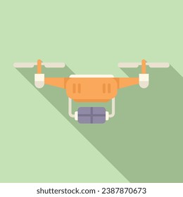 Parcel drone delivery icon flat vector. Smart digital tech. Aerial secure