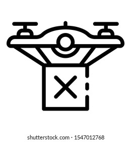 Parcel drone delivery icon. Outline parcel drone delivery vector icon for web design isolated on white background