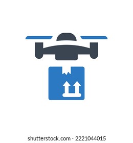 Parcel Drone Delivery Icon (Vector Illustration)