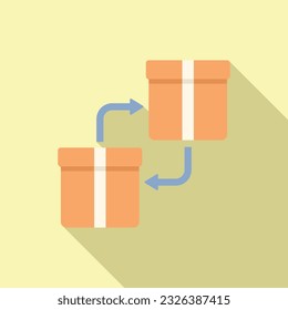 Parcel exchange icon flat vector. Box return. Import stock