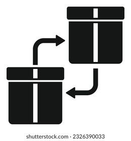 Parcel exchange icon simple vector. Box return. Import stock