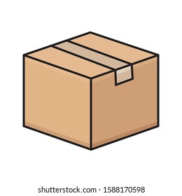 parcel flat color line icon 