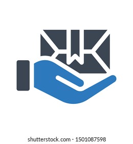 parcel glyph colour vector icon