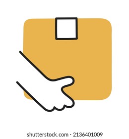 Parcela. Icono de la compra de Doodle dibujado a mano.