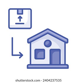 Parcel with home building concept icon of home delivery, isolated on white background
