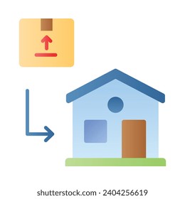 Parcel with home building concept icon of home delivery, isolated on white background