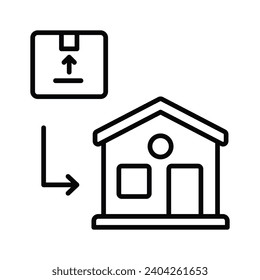 Parcela con el icono de concepto de construcción del hogar, entrega aislada en fondo blanco