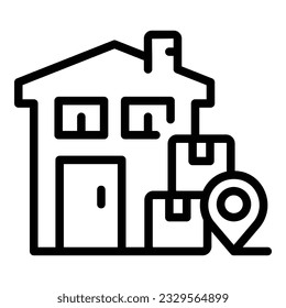 Parcel house icon outline vector. Export box. Cargo truck