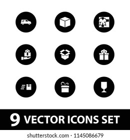 Parcel icon. collection of 9 parcel filled icons such as box, express delivery, delivery car, gift, gift on hand, present. editable parcel icons for web and mobile.