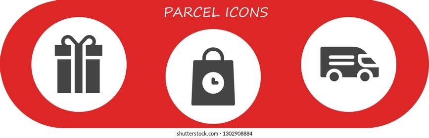  parcel icon set. 3 filled parcel icons.  Simple modern icons about  - Gift, Delivery, Van