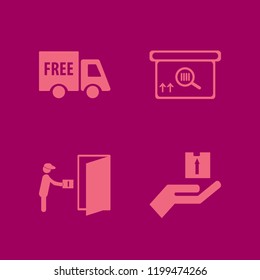 parcel icon. parcel vector icons set hand parcel, free delivery, square barcode box and courier gives parcel