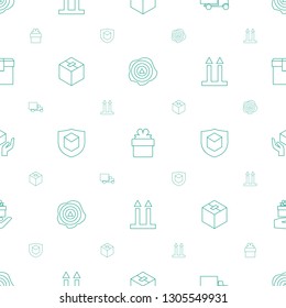 parcel icons pattern seamless white background. Included editable line arrow up, gift, delivery car, box, cargo insurance, cargo arrow up icons. parcel icons for web and mobile.