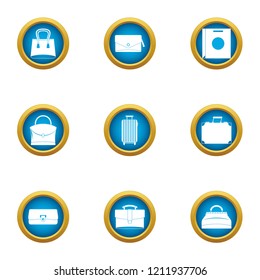Parcel icons set. Flat set of 9 parcel vector icons for web isolated on white background