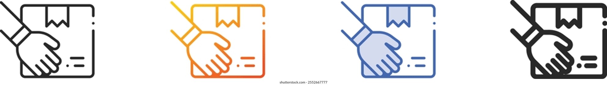 icono del paquete. Diseño lineal delgado, degradado, trazo azul y estilo audaz aislado sobre fondo blanco