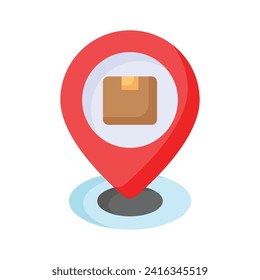 Parcel dentro del marcador de posición que denota el icono de concepto de ubicación de entrega
