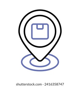 Parcel inside placeholder denoting concept icon of delivery location