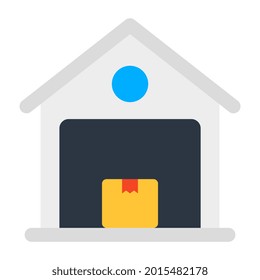 Parcel inside shed, concept of warehouse